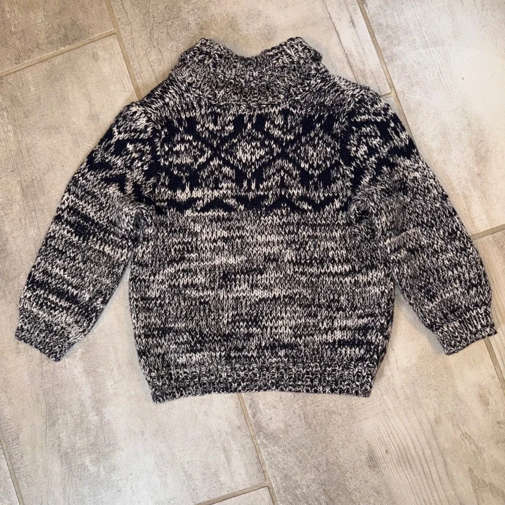 Gymboree Kids Sweater 3T Blue White Knit Shawl Collar‎ Button Pullover